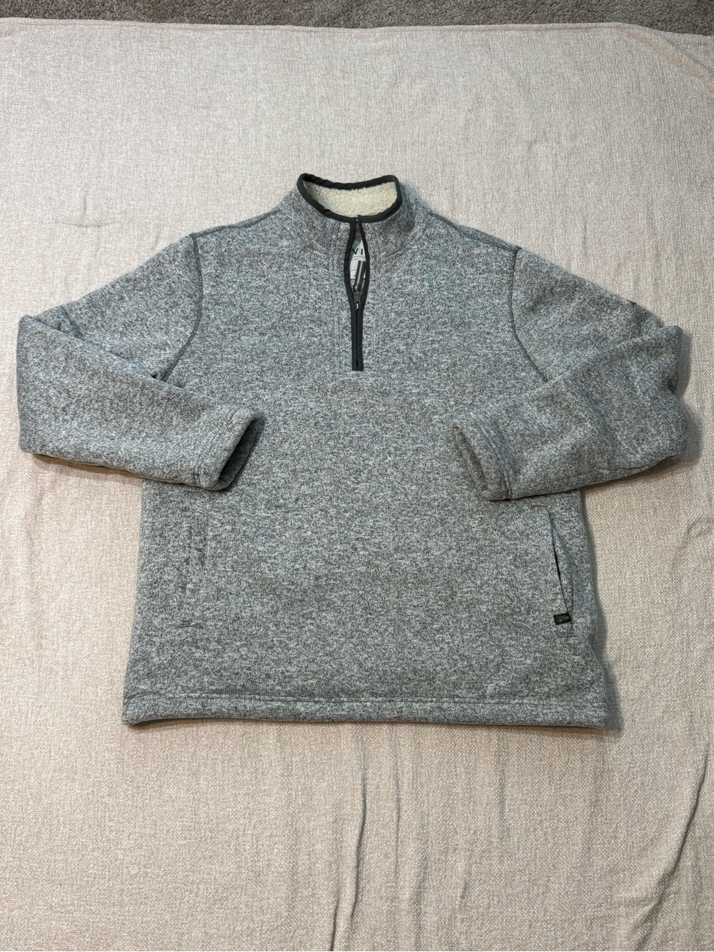 Orvis Mens L Sherpa Lined 1/4 Zip Fleece Pullover Gray Gorpcore Outdoorsy